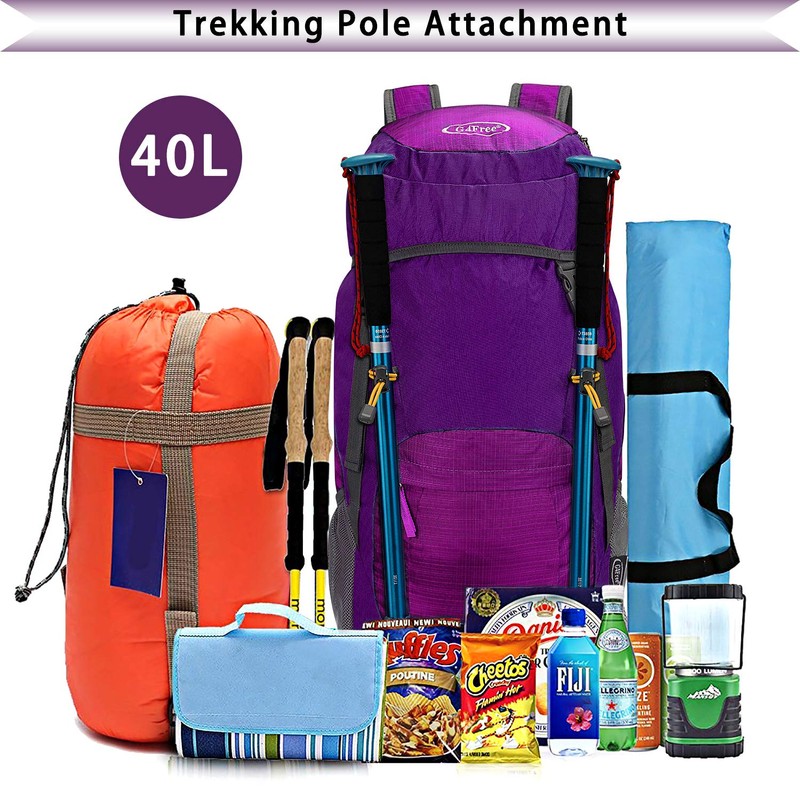 G4Free 40L Lightweight Foldable Hiking Backpack Travel Camping Trekking Daypack
