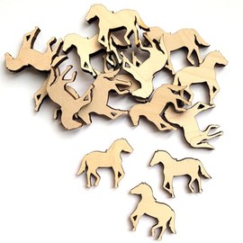 Wooden Confetti Wood Table Scatter (15 pcs) for Rustic Polo Derby Horse-Theme Wedding Birthday Christmas Holiday Parties by Nerdy Words (Horse)
