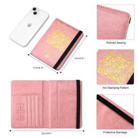ILIYAH Passport Cover Holiday Essentials UK Passport Holder Minimalist Wallet British RFID Blocking Secure Travel Accesaries Ireland Card Holder(Pink)