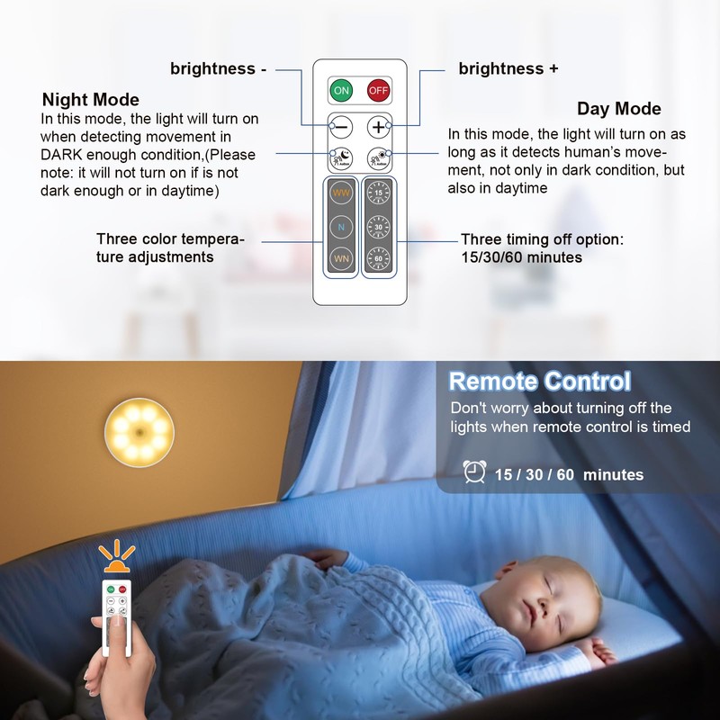 6 Pack Under Cabinet Lights [with Remote], 16 LEDs Wireless