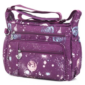 YouNuo Cross body Purse, Nylon Crossbody Bags for Women with Pockets and Compartments, Waterproof Crossbody Shoulder Handbags (Star Purple)