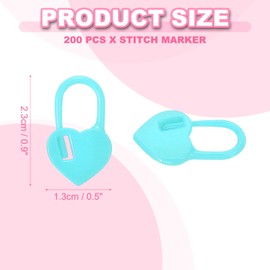 sourcing map 200pcs Stitch Markers, Heart Stitch Locking Stitch Marker Crochet Needle Clip Counter for DIY Handcraft Knitting and Crocheting, Light Blue