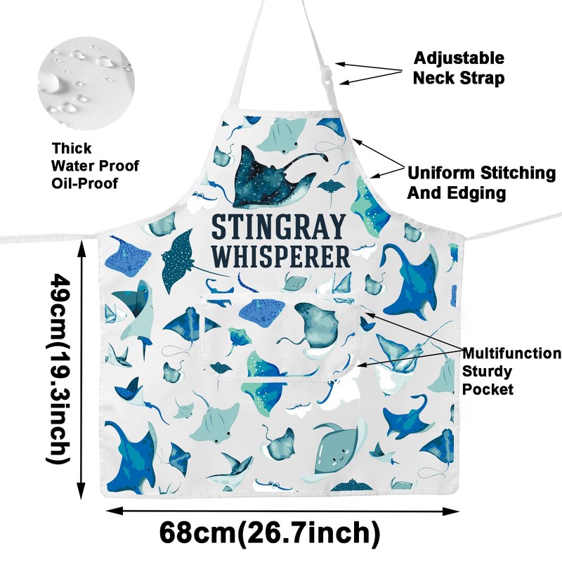 MYSOMY Stingray Kitchen Apron Stingray Lover Gift Stingray Manta Ray