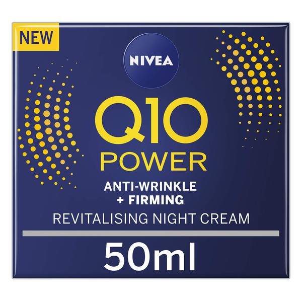 NIVEA Q10 Power Anti-Wrinkle + Firming Night Cream (50 ml), Anti Ageing Cream + Creatine and Q10, Nightly Moisturiser for Women, Reduce Appearance of Wrinkles
