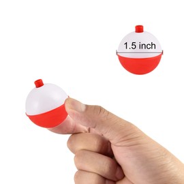 Coopay 30pcs lot Hard ABS Fishing Bobbers Set Snap on Red/White Float Bobbers Push Button Round Buoy Floats Fishing Tackle Accessories, 1.5 Inch