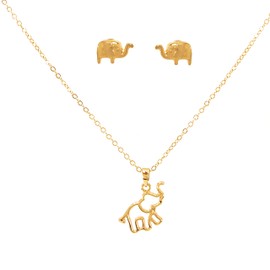 Tutti Joyería Artesanal | Set Collar y Aretes de Elefante - Collar de Elefante - Aretes de Elefante - Elephant Lover - Collar o aretes para Mujer - Chapa De Oro Premium (Set)