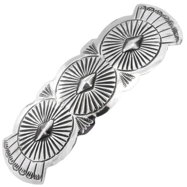 Navajo Three Concho Hammered Sterling Hair Barrette on Silver Spring