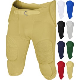 Exxact Sports Proline Men's Integrated Football Pants with 7 Flex Pads, Lightweight Football Practice Pants for Protection (A3XL, Vegas Gold)