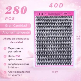 Obp Kit Extensión Pestañas 280 Piezas 30d  40d  Mixtas                                                                                                