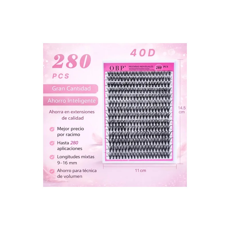 Obp Kit Extensión Pestañas 280 Piezas 30d 40d Mixtas