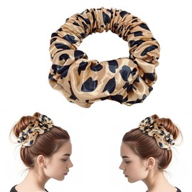 Curling tool, lazy sleeping big wave headband, suitable for long hair overnight, soft silk lazy curling tool headband (Brown Leopard)