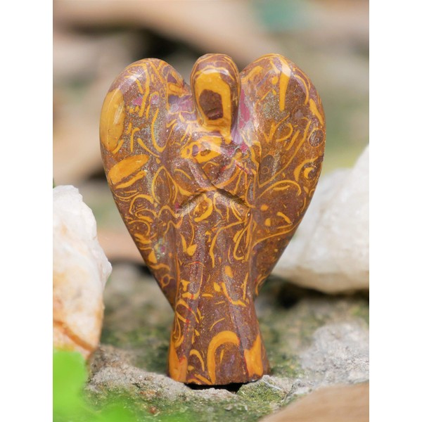 Crocon Calligraphy Mariam Gemstone Carved Angel Healing Statue Guardian Peace Figurine for Chakra Stone Balancing Reiki Healing Aura Cleansing EMF Protection Spiritual Devotional Size: 2-2.5 Inch