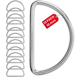 Your Day Mate Metal D Rings Silver Tone D Ring Closed No Opening Half Round Ring Nickel Plated Steel D Ring Buckle for DIY Straps, silver