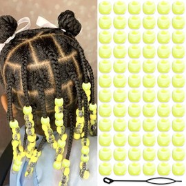 NAISKA 90Pcs Yellow Hair Barrettes Acrylic Hair Beads for Kids Girls Cute Clips for Hair Plastic Hair Clips Toddler Dreadlock Beads Hair Jewelry for Women Braid Accessories