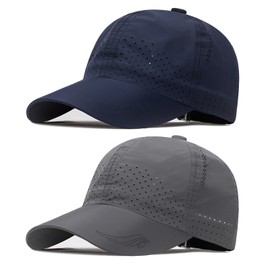 TAGVO Baseball Cap for Womens Mens, 2 Packs Ladies Foldable Baseball Caps, Sport Quick Dry Hat with Soft Brim Lightweight Breathable Running Caps Unisex