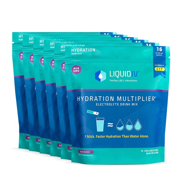 Liquid I.V. Hydration Multiplier - Acai Berry - Hydration Powder Packets | Electrolyte Drink Mix | Easy Open Single-Serving Stick | Non-GMO | 96 Sticks