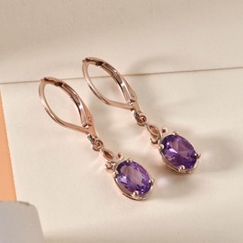 Shop LC Ct 1 Purple Amethyst Dangle Earrings for Women Jewelry 925 Sterling Silver Birthstone Jewelry Lever Back Costume Jewelry for Women Christmas Gifts for Women
