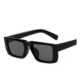 Street Knitted Original Designer Classic Rectangular Frame Trendy Cool Dark Black UV400 Protection Thick Sunglasses for Men Women 90’s Hip Hop Retro Shades Square Unisex Polarized Sunnies Sunglasses
