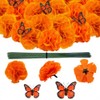 Flores Artificiales de caléndula Colocar,Incluir 50piezas Flores de Cempasuchil Artificiales