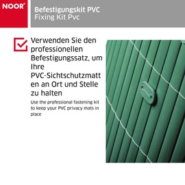 NOOR Mounting Kit PVC in Green, Weatherproof Mounting Brackets for Privacy Screens, Garden Fences and Wind Protection for Balconies, Pack of 26