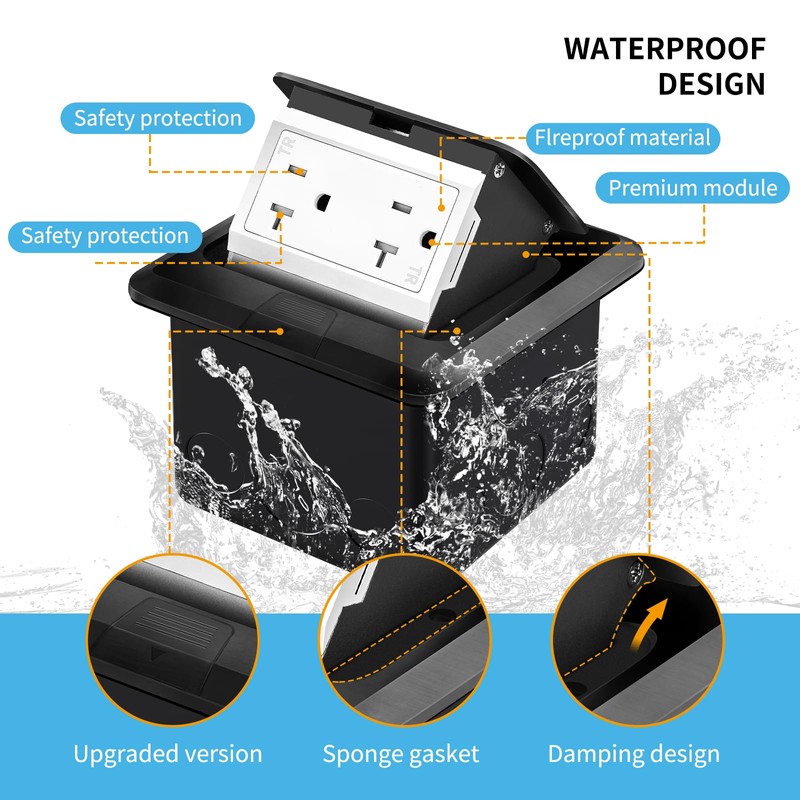 Vagueior Pop-Up Floor Box Kit, Waterproof Electrical Outlet Cover Box,