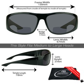 proSPORT Bifocal Sunglass Readers Men Women Sporty Wraparound Full Frame with Nearly Invisible Reading Line 28