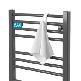 Avilia - Set 10 Ganci Bianchi Appendiabiti Scaldasalviette Universali in Plastica Robusta, Facili da Installare su Mensole e Ante senza Fori, Appenditutto Salvaspazio, Casa Ufficio Bagno e Cucina