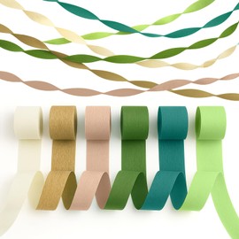 Wedding Decorations Party Decorations, 6 Rolls Crepe Paper Green Gold Khaki Crepe Paper Streamers for Boho Bridal Party, Bachelorette, Baby Party, Anniversary Background Decorations