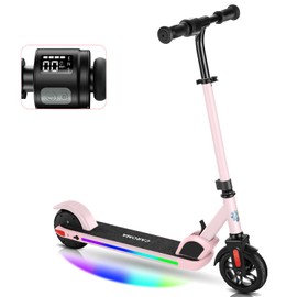 Caroma Electric Scooter for Kids Ages 8-12, 150W Foldable Kids Electric Scooter, Max 7 Miles & 10 Mph, LED Display, Colorful Lights, Adjustable Height, Lightweight Electric Scooter for Kids Teens