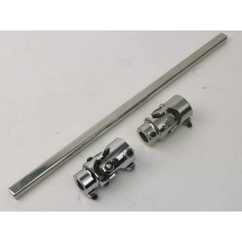 CNC 8" Polished Steering Shaft + U Joints 1"-48 x 3/4" DD 5/8"-36 x 3/4 DD Vega Box