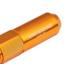 Auto Dynasty M12 x 1.5 Open/Closed End Design 20-Piece Anodized Aluminum Alloy Wheel Lug Nuts + Deep Drive Extension (Orange)