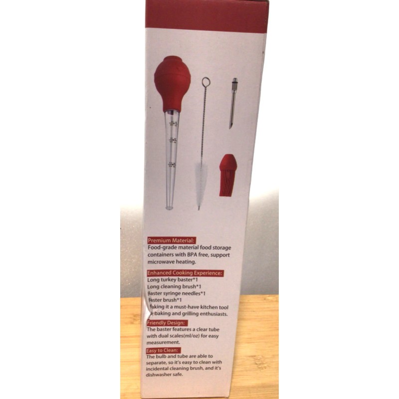 Unbranded BPA Free Turkey Baster with Basting Brush - Silicone