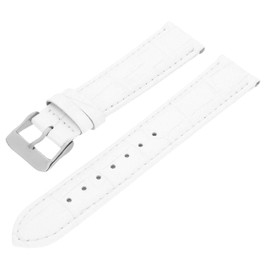 MARCHEL Croco LM Leather Strap Black Brown White Red Blue Green Crocodile Pattern Watch Strap Cowhide, White, Classic