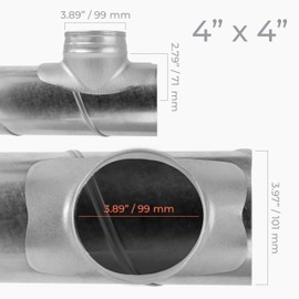HVAC OV Galvanized Steel Saddle Takeoff – Round 90 Degree Splitter for 4” Duct with 4" Outlet Branch Connector - Range Hood Duct Adapter - Heavy Duty Supply/Exhaust Air Ventilation Duct Work Collar