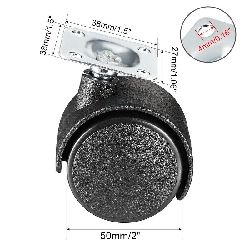 Multibao 4xPcs 2 Inch Castor Wheel Swivel Caster Plate Mounted