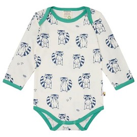 Long-Sleeved Organic Cotton Bodysuit with Print, GOTS Certified, Ultramarine