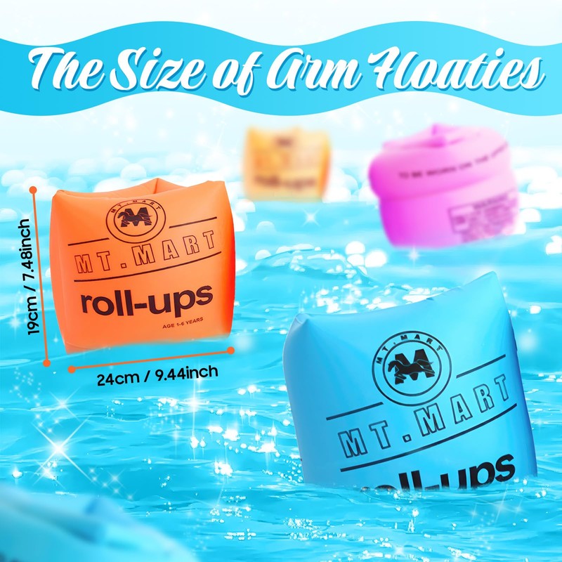 Arm Floaties Water Wings Safe for Kids Children Adults 2Pink+2Blue+2Orange