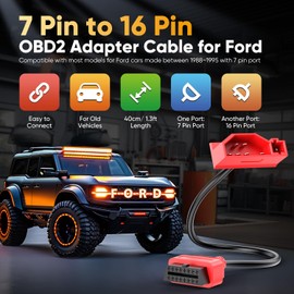 Autel 7 Pin OBD1 to OBD2 Adapter Cable for Ford, 7Pin OBD1 to 16 Pin OBD2 Diagnostic Cable, Fit for Ford Vehicles with 7Pin Port, Work with Scan Tool and Code Reader
