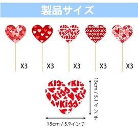 Morices 15pcs Heart Shape Party Centerpiece Sticks Romantic Decoration Heart + Wooden Picks + Stickers for Valentine's Wedding Party Tabletop Decoration Photo Props Vase Fillers (A)