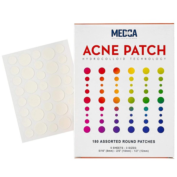 Acne Pimple Patch - Hydrocolloid Bandages (180 Count) Absorbing Covers in Two Universal Sizes, Acne Spot Treatment Care for Face & Skin Spot Patch Conceals Acne, Reduces Pimples and Blackheads