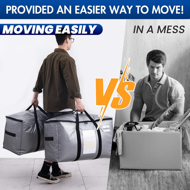 TAILI Extra Large Moving Bags, 4 Pack Silver Heavy Duty