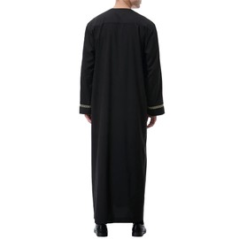LVCBL Kaftan for Men Moroccan Thobe Dubai Big And Tall Muslim Thobe Men Caftan Black 2XL