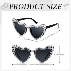 Etercycle Black Sunglasses, Heart Shaped Sunglasses for Bachelorette Party, Fashion Pearl Glasses Bridesmaids Gifts
