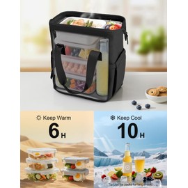 ISEYOU Insulated Lunch Bag, 20L Large Capacity Lunch Bags for Women & Men with Wide Opening, Leak-Proof Cooler & Multi-Pocket Reusable Cool Bag, Adjustable Shoulder Strap for Work, Office and Picnic