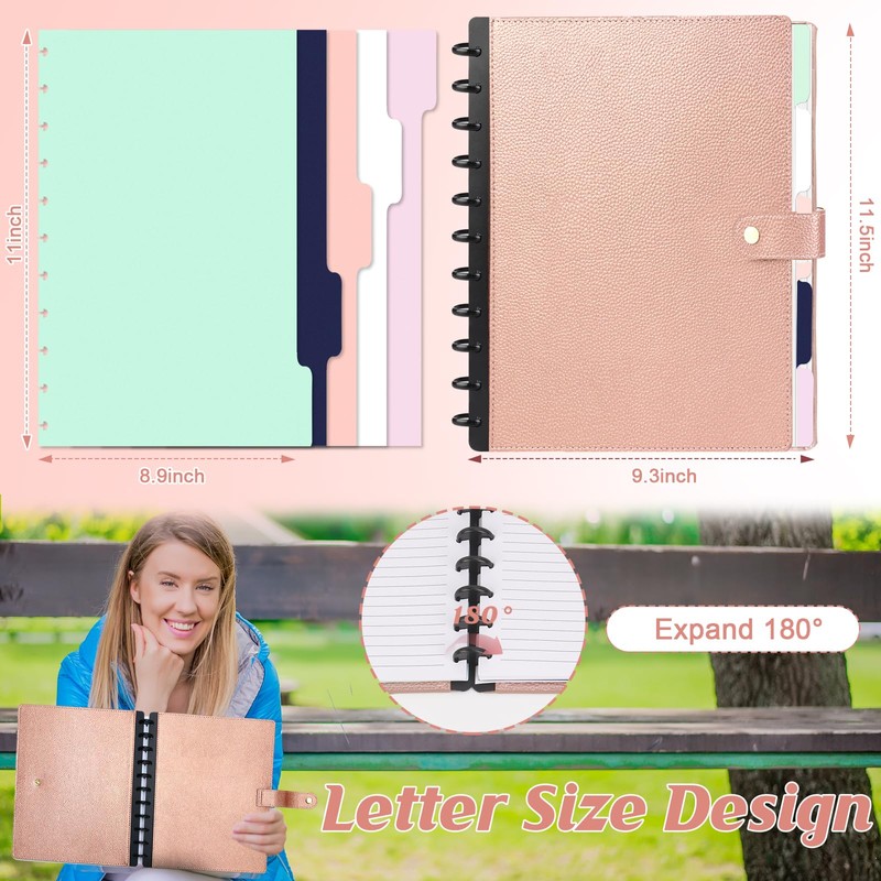 SKLENICE PU Leather Discbound Notebook 8.5" x 11" Disc Bound