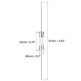 sourcing map Slow Blow Fuse Time Delay Lead Wire Ceramic Fuses 5mm x 20mm 250V T6.3A 10Pcs