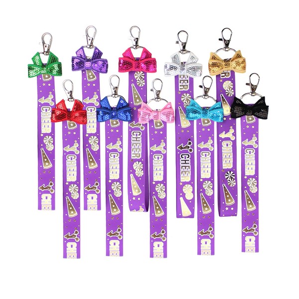 10 PCS Pin Me Cheer Ribbon for Backpack Cheerleading Keychain