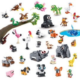 TYCOLE 32 Packs Party Favors Building Block Sets for Kids,Mini Animal Building Toys for Classroom Prizes,Goodie Bag Stocking Stuffers,Valentines Day Christmas Birthday Gifts for Girls Boys Age 8-12