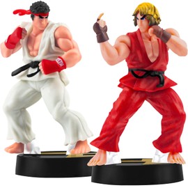 PSMILE 2PCS Solid PVC Street Fighter Hero Figure Ken Masters & Ryu Action Figure Set 9.2cm