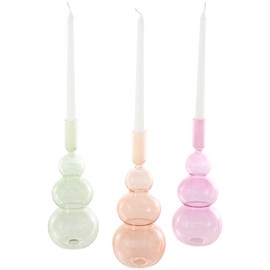 Deco 79 Glass Bubble Candle Holder, Set of 3 4" W, 10" H, Multi Colored